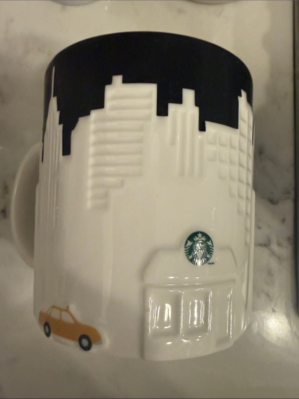 Starbucks Black and White City Skyline Mug with Yellow Taxi Accent